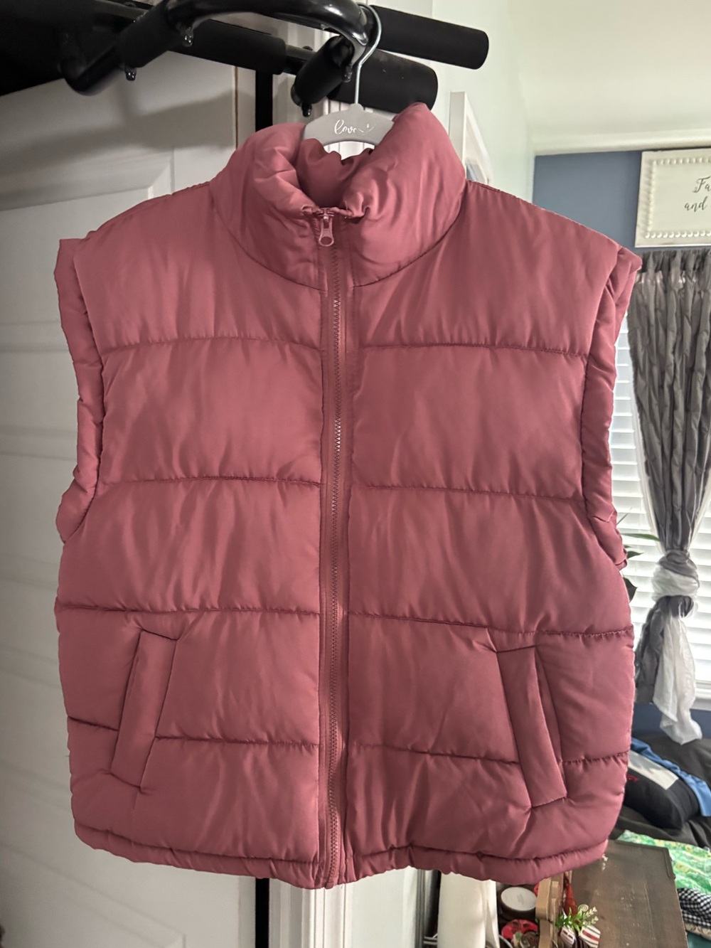 New In Mauve Pink Puffer Vest - Sleeveless Zip Front